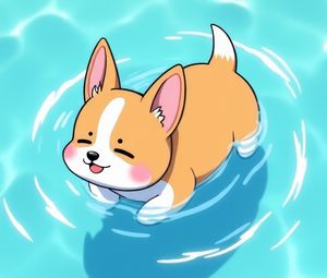 Preview wallpaper dog, puppy, pool, art, cute