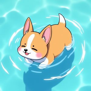 Preview wallpaper dog, puppy, pool, art, cute