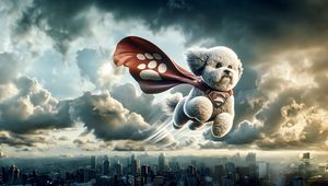 Preview wallpaper dog, superhero, funny, flight