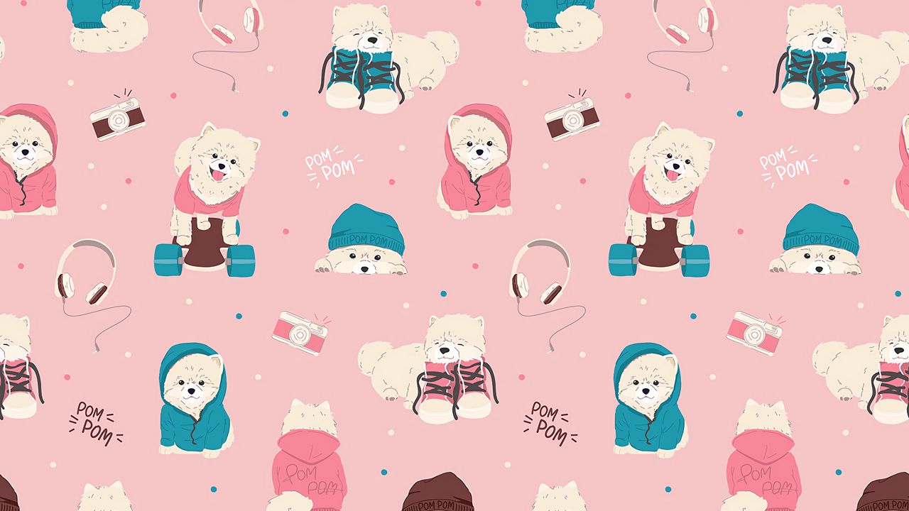 Wallpaper dogs, texture, lettering, cute, funny