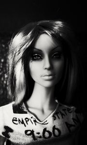 Preview wallpaper doll, bw, girl, face, toy