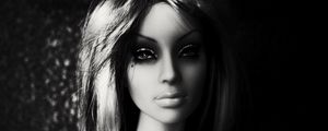 Preview wallpaper doll, bw, girl, face, toy