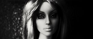 Preview wallpaper doll, bw, girl, face, toy