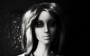 Preview wallpaper doll, bw, girl, face, toy