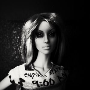 Preview wallpaper doll, bw, girl, face, toy