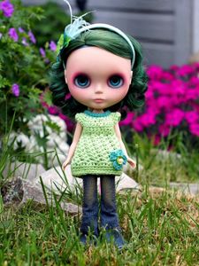 Preview wallpaper doll, toy, green hair, garden