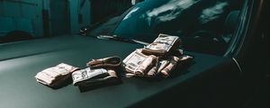 Preview wallpaper dollars, money, bills, car, hood