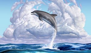 Preview wallpaper dolphin, funny, underwater world, art