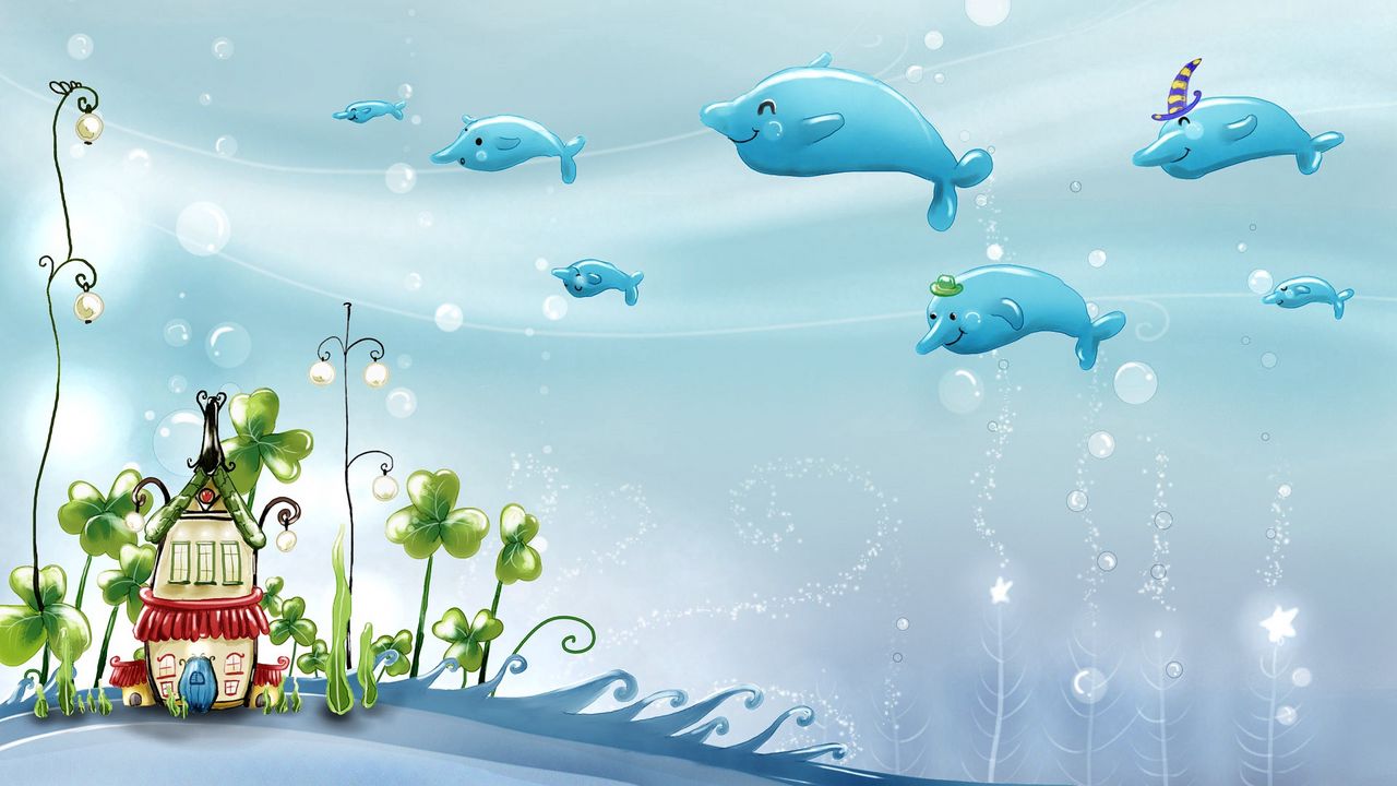 Wallpaper dolphins, swim, sea, beautiful hd, picture, image