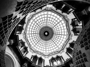 Preview wallpaper dome, building, architecture, interior, bw