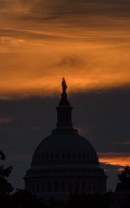 Preview wallpaper dome, building, silhouette, evening