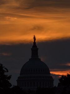 Preview wallpaper dome, building, silhouette, evening