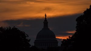 Preview wallpaper dome, building, silhouette, evening