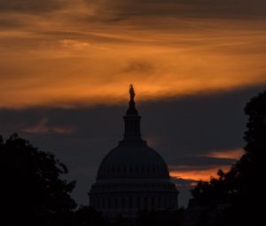 Preview wallpaper dome, building, silhouette, evening