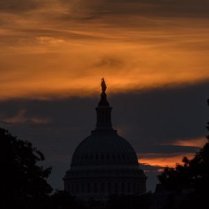 Preview wallpaper dome, building, silhouette, evening