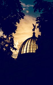 Preview wallpaper dome, sculpture, dresden academy of fine arts, roof, sunset, dresden