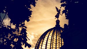 Preview wallpaper dome, sculpture, dresden academy of fine arts, roof, sunset, dresden