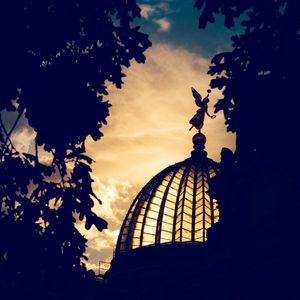 Preview wallpaper dome, sculpture, dresden academy of fine arts, roof, sunset, dresden