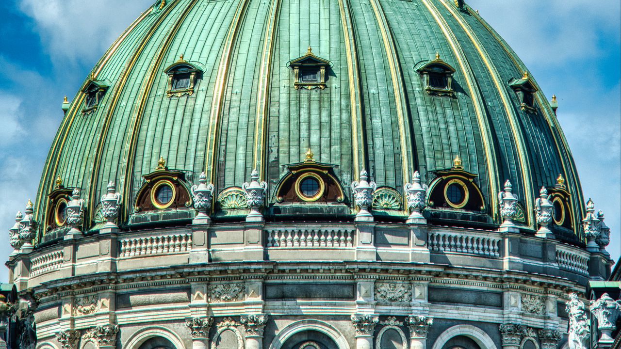 Wallpaper dome, the marble church, church, windows, denmark