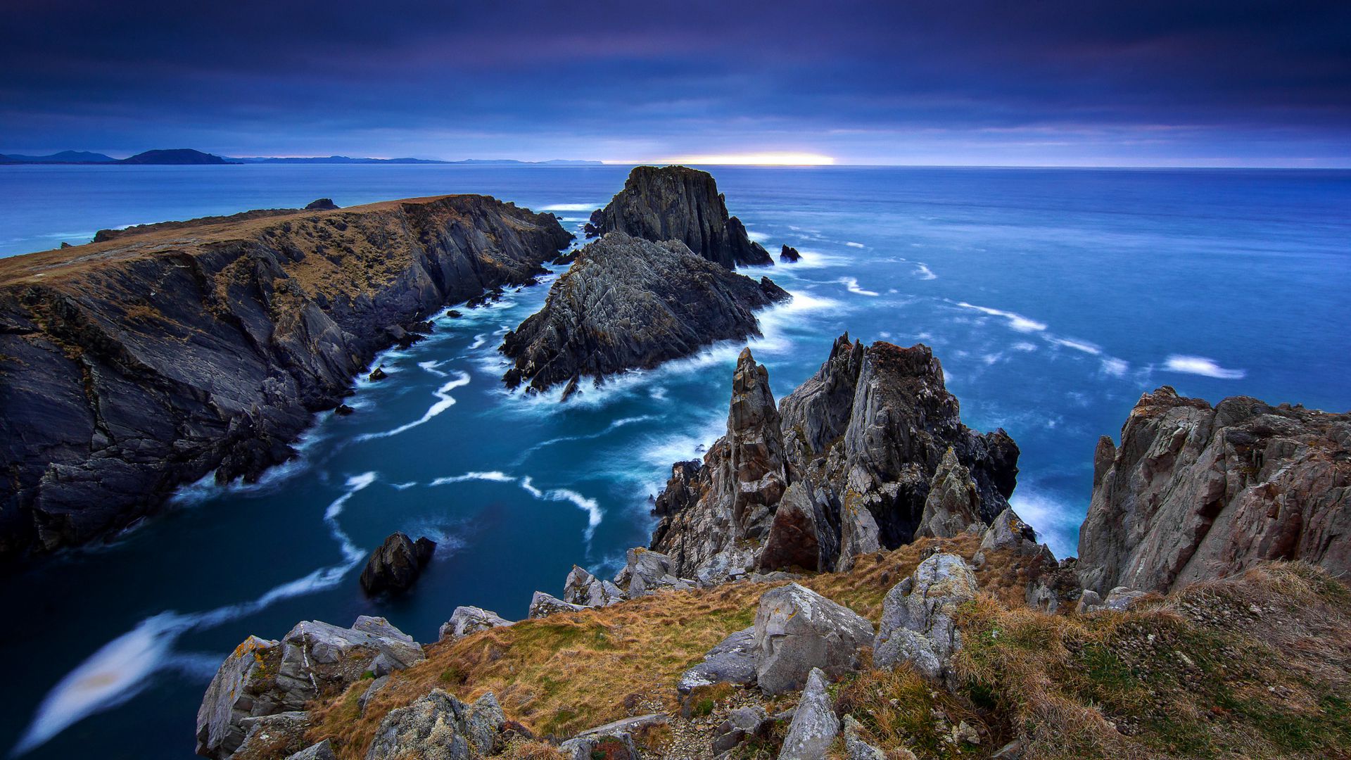 Download Wallpaper 1920x1080 Donegal, Ireland, Sea, Stones Full Hd 