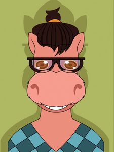 Preview wallpaper donkey, art, glasses, sweater, vector