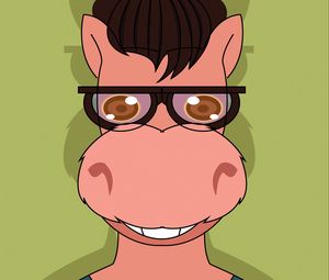 Preview wallpaper donkey, art, glasses, sweater, vector