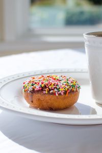 Preview wallpaper donut, sprinkling, dessert, cup, tea
