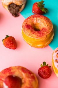 Preview wallpaper donut, strawberry, berries, dessert