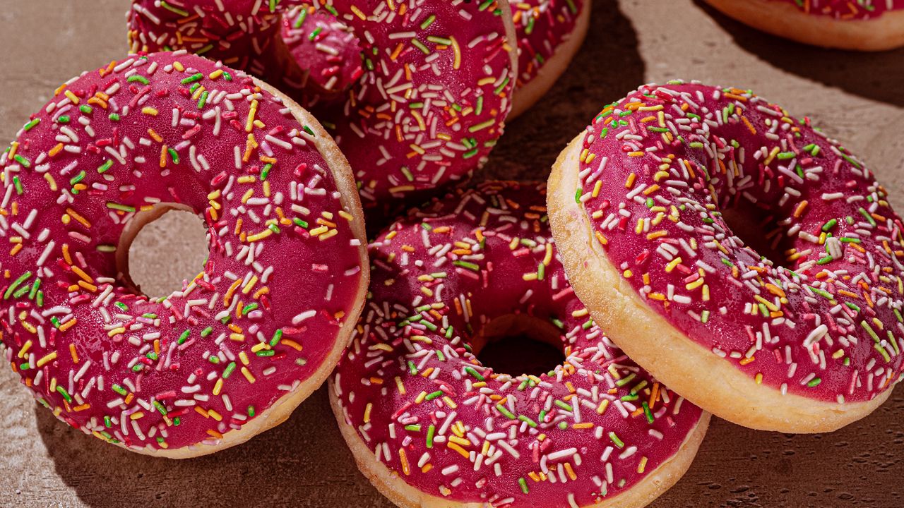 Wallpaper donuts, dessert, food, pink