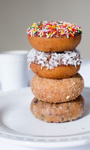 Preview wallpaper donuts, dessert, sprinkling, breakfast