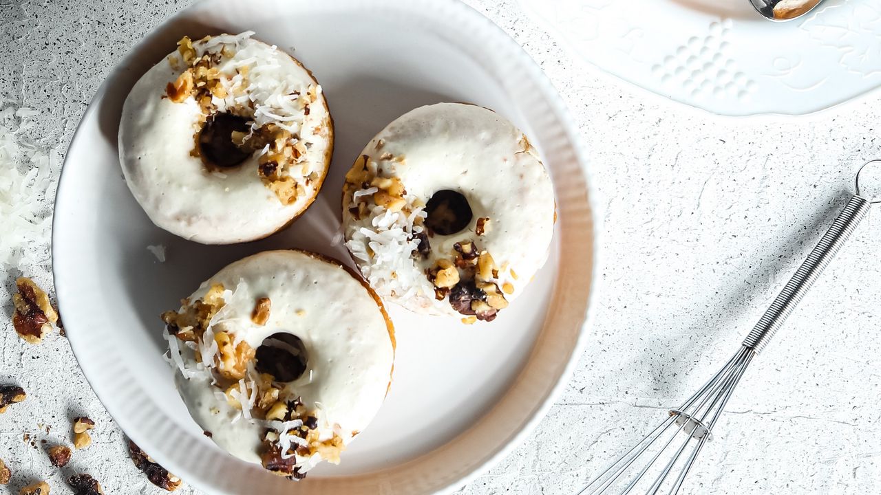 Wallpaper donuts, glaze, nuts, dessert