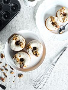 Preview wallpaper donuts, glaze, nuts, dessert
