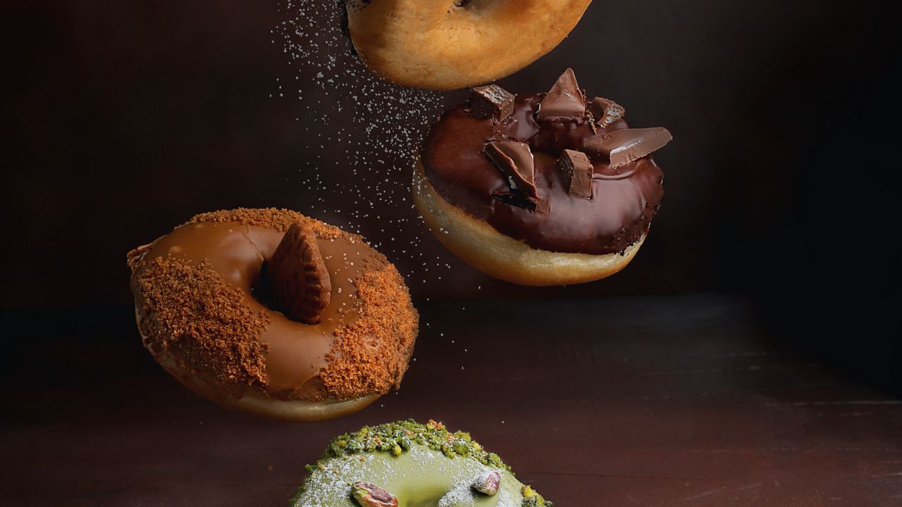 Wallpaper donuts, glaze, sprinkles, chocolate, dessert