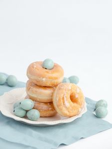 Preview wallpaper donuts, pastries, dessert, blue, light