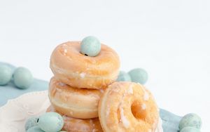 Preview wallpaper donuts, pastries, dessert, blue, light