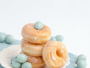 Preview wallpaper donuts, pastries, dessert, blue, light