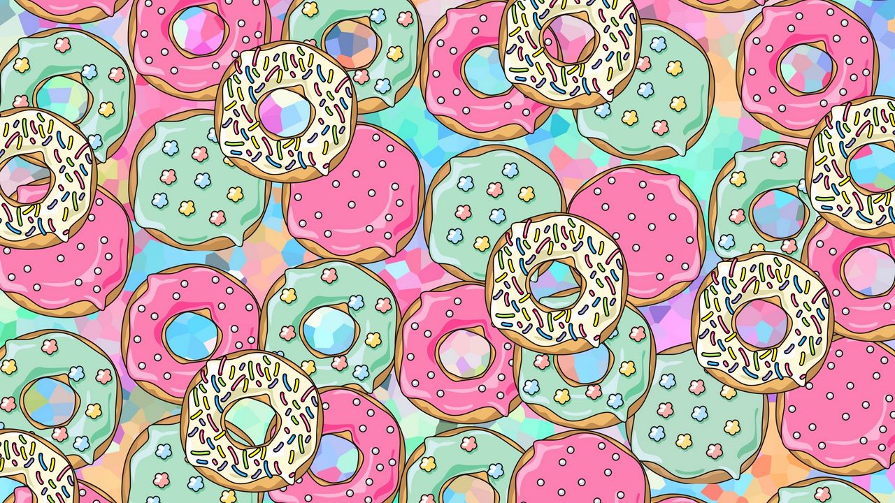 Wallpaper donuts, patterns, sweet, colorful, texture