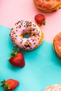 Preview wallpaper donuts, strawberries, berries, dessert, sweets