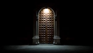 Preview wallpaper door, dark, lantern