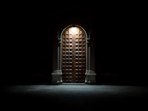 Preview wallpaper door, dark, lantern