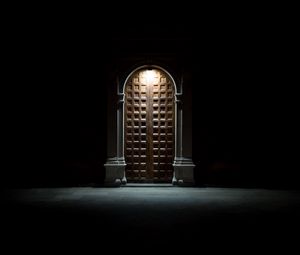 Preview wallpaper door, dark, lantern