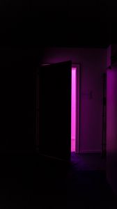 Preview wallpaper door, dark, room, purple, light