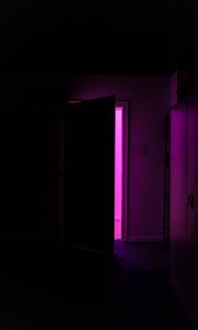 Preview wallpaper door, dark, room, purple, light