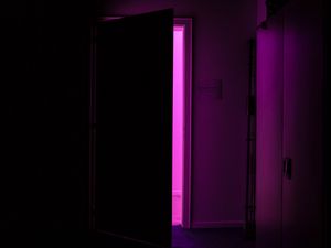 Preview wallpaper door, dark, room, purple, light