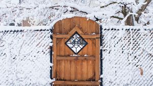 Preview wallpaper door, fence, snow, winter, tree