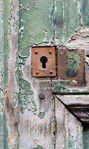 Preview wallpaper door, keyhole, rust, paint, old