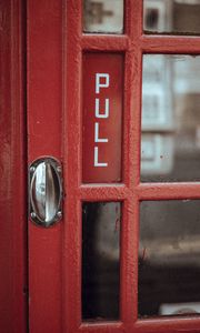 Preview wallpaper door, red, inscription, handle