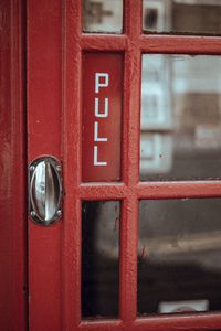 Preview wallpaper door, red, inscription, handle