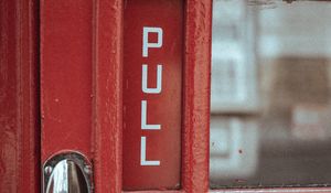 Preview wallpaper door, red, inscription, handle