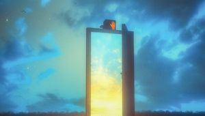 Preview wallpaper door, sky, clouds, dark, art